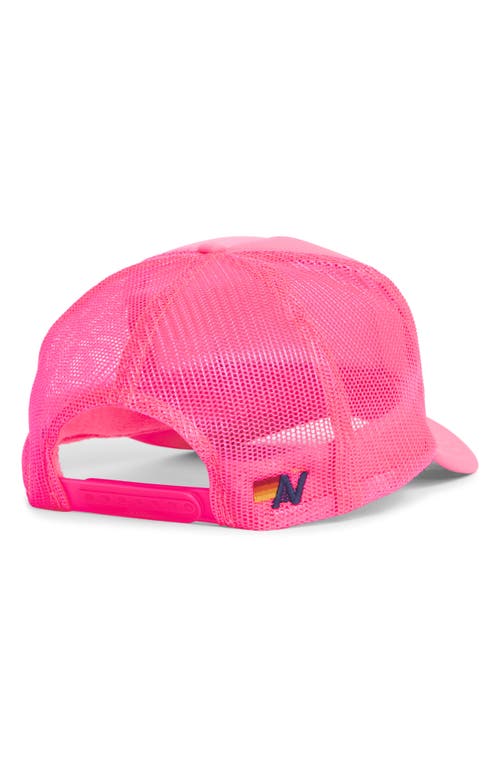 Aviator Nation Logo Rainbow Trucker Hat In Pink