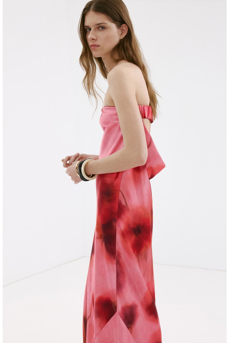Floral Strapless Dress, Alternate, color, PASTEL PINK