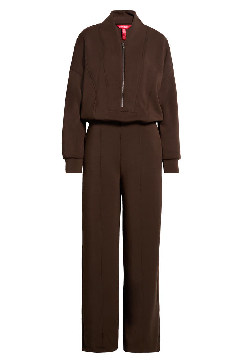 AirEssentials® Long Sleeve Shawl Collar Jumpsuit, Main, color, UMBER ROOT