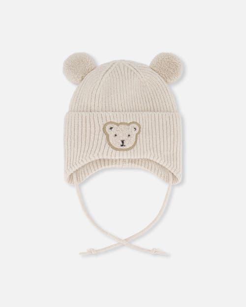 Deux Par Deux Gender Inclusive Lined Winter Knit Hat With Ear Flaps In Neutral