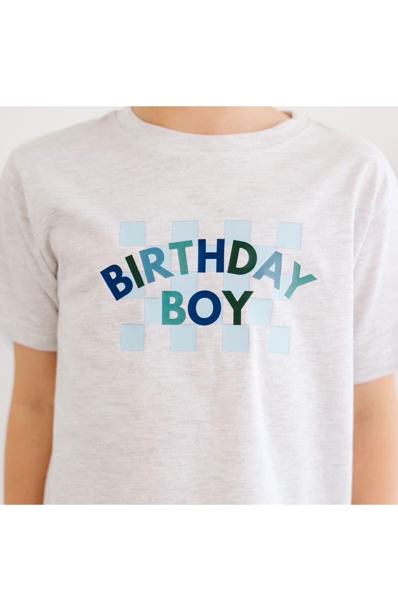 Sweet Wink Birthday Boy Checker Short Sleeve T-Shirt, Alternate, color, Ash