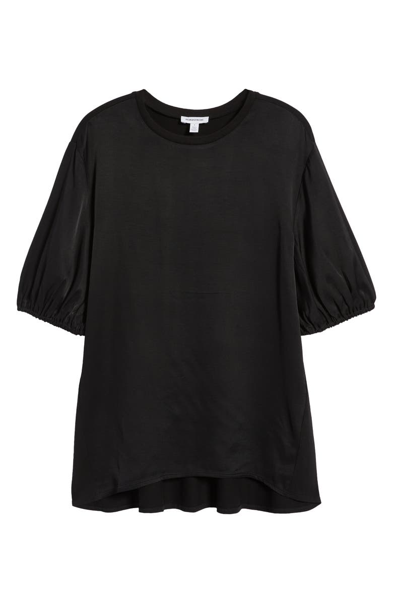Nordstrom Puff Sleeve Mixed Media Top, Alternate, color, 