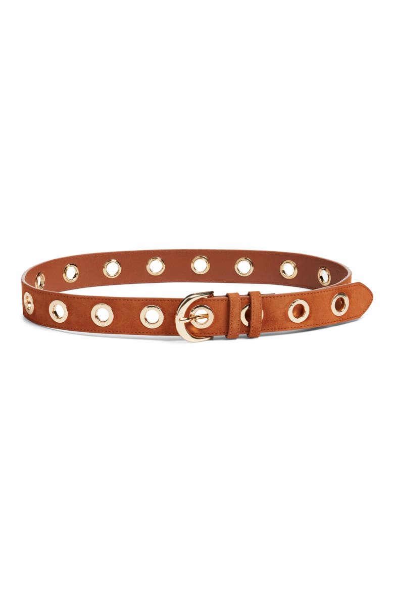 Samantha Rivet Suede Belt, Main, color, RUST OXIDE