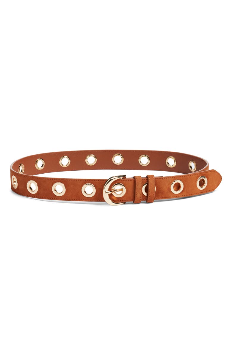 Nordstrom Samantha Rivet Suede Belt, Main, color, Rust Oxide