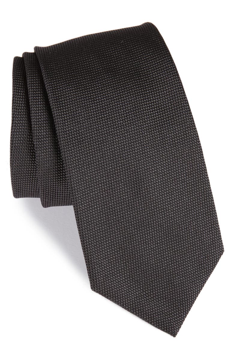 BOSS Solid Silk Tie, Main, color, Open Grey