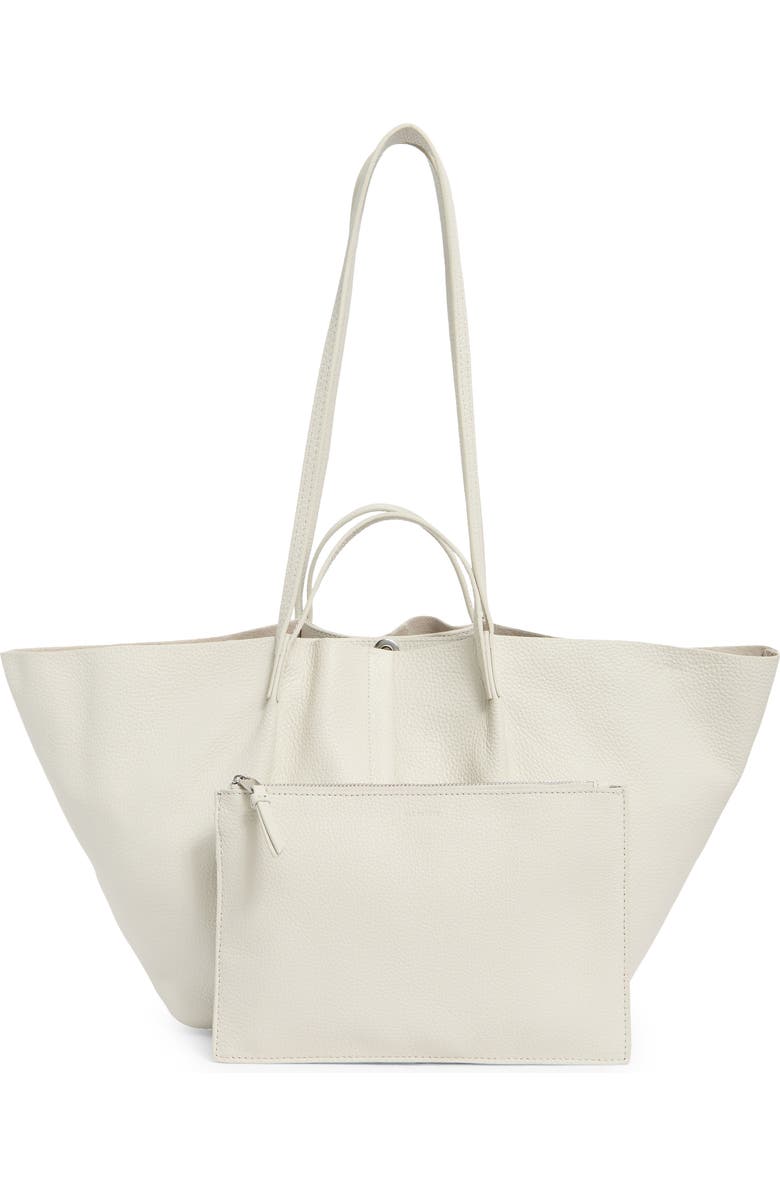 AllSaints Odette East/West Leather Tote Bag, Alternate, color, Pampas White
