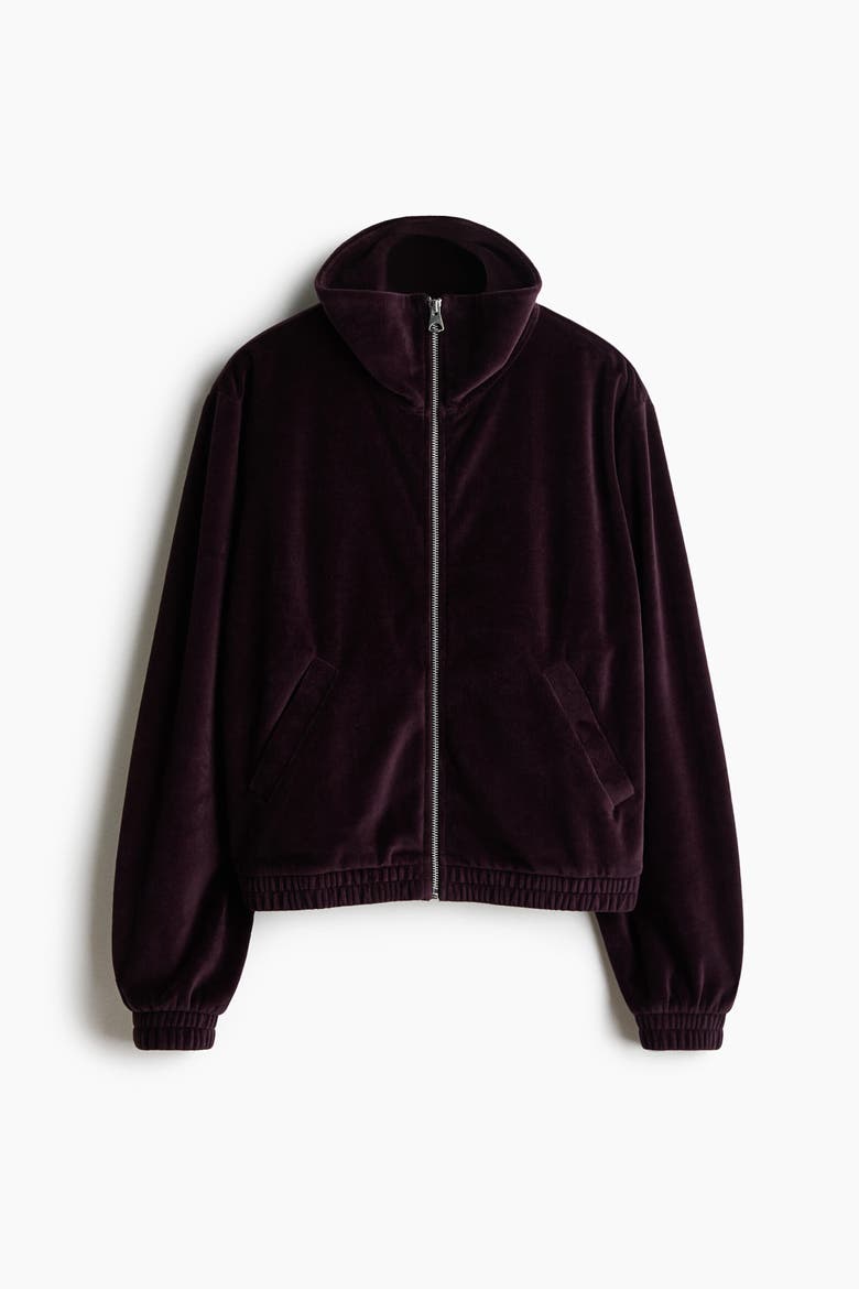 Velour Track Jacket, Alternate, color, Dark purple