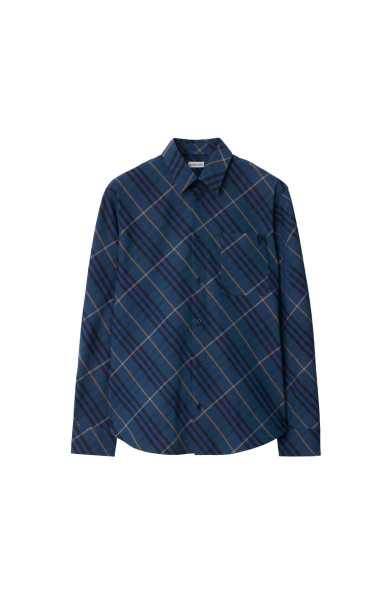 Burberry Relaxed Fit Check Cotton Shirt, Alternate, color, Midnight