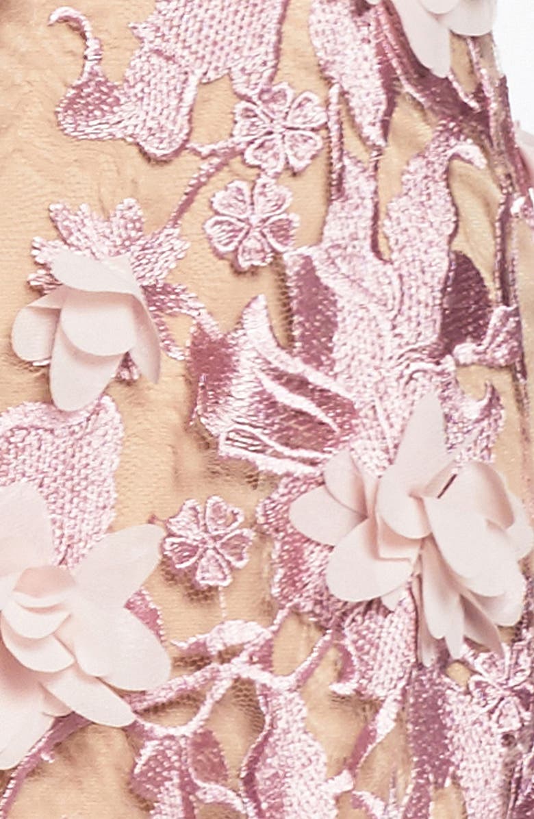 Dress the Population Audrey Embroidered Fit & Flare Dress, Alternate, color, Lilac/Nude