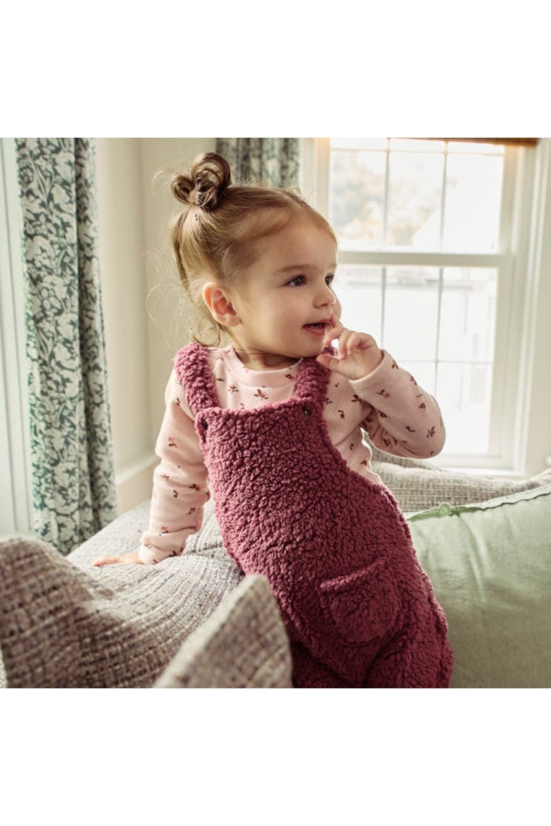 Microplush Overall & Shirt Set, Alternate, color, Dark Rose