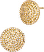 SAVVY CIE JEWELS Pavé Cubic Zirconia Circle Stud Earrings