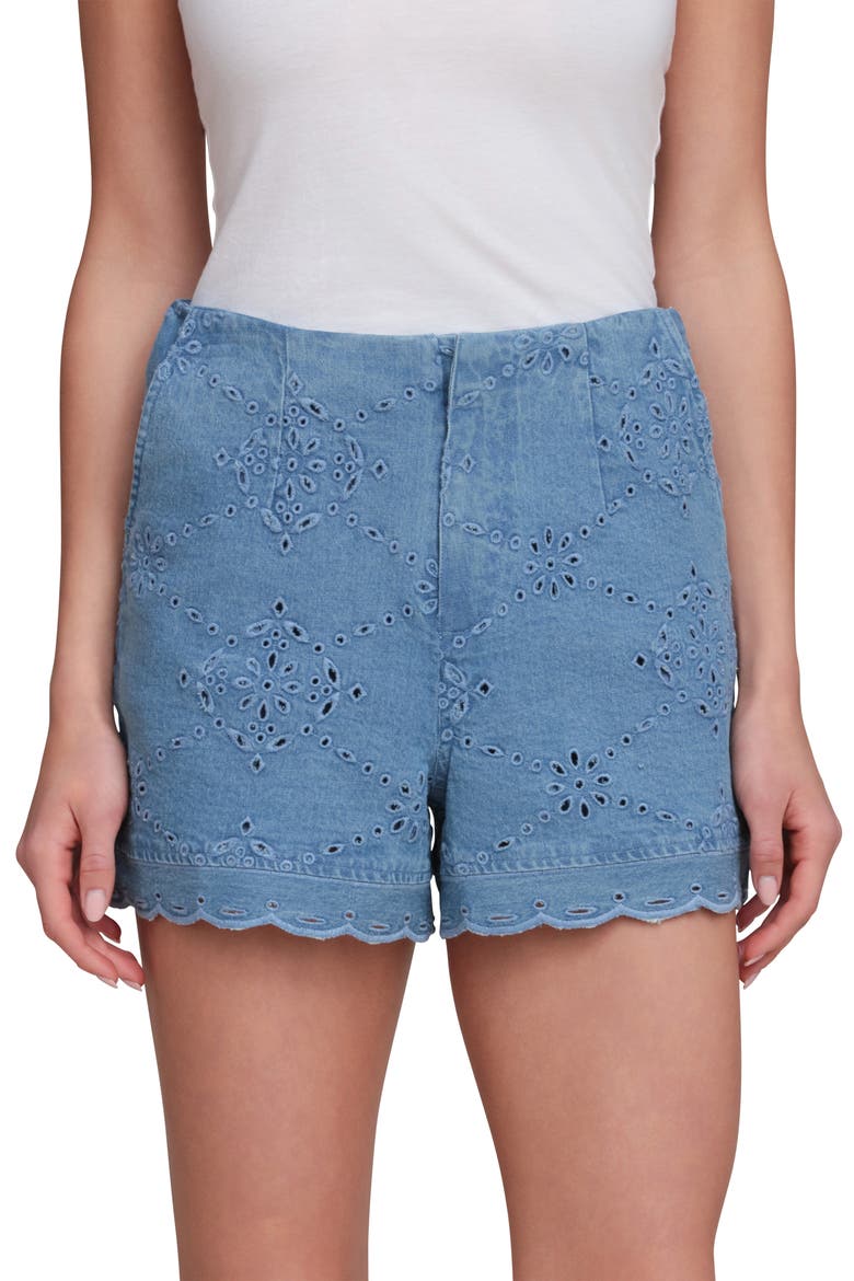 Stretch Cotton Eyelet Shorts, Alternate, color, SEA BLUE WASH