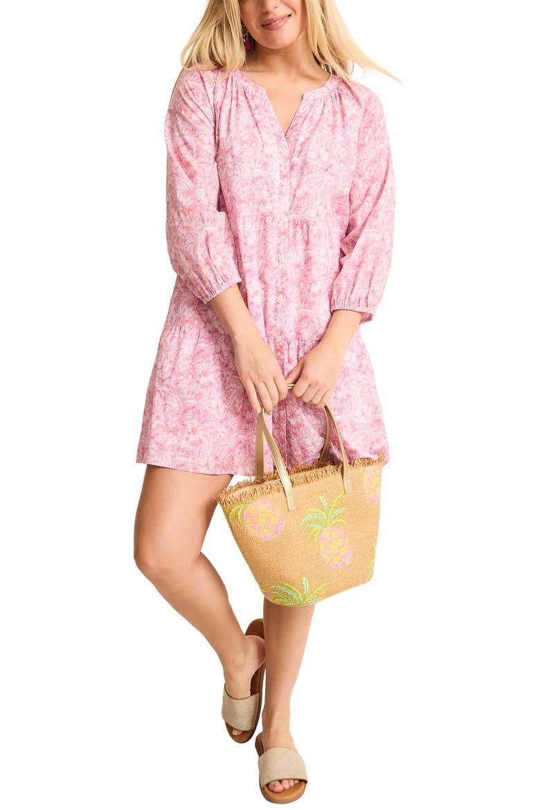 Prima Petals Button Dress, Main, color, CLOUD NINE