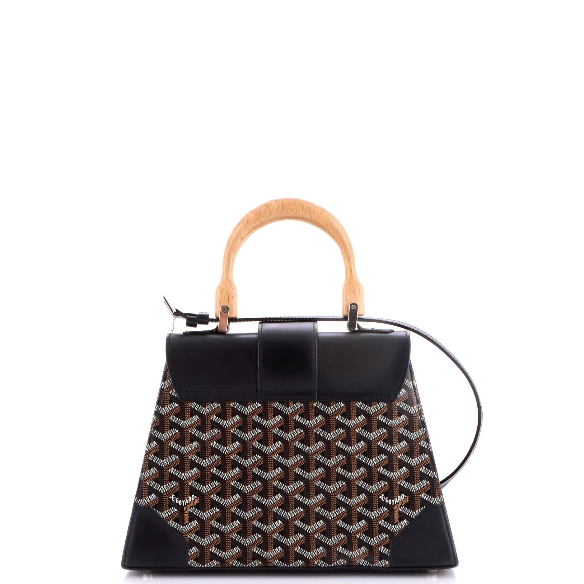 Pre-Owned Goyard Saigon Top Handle Bag Coated Canvas with Leather PM, Alternate, color, Black