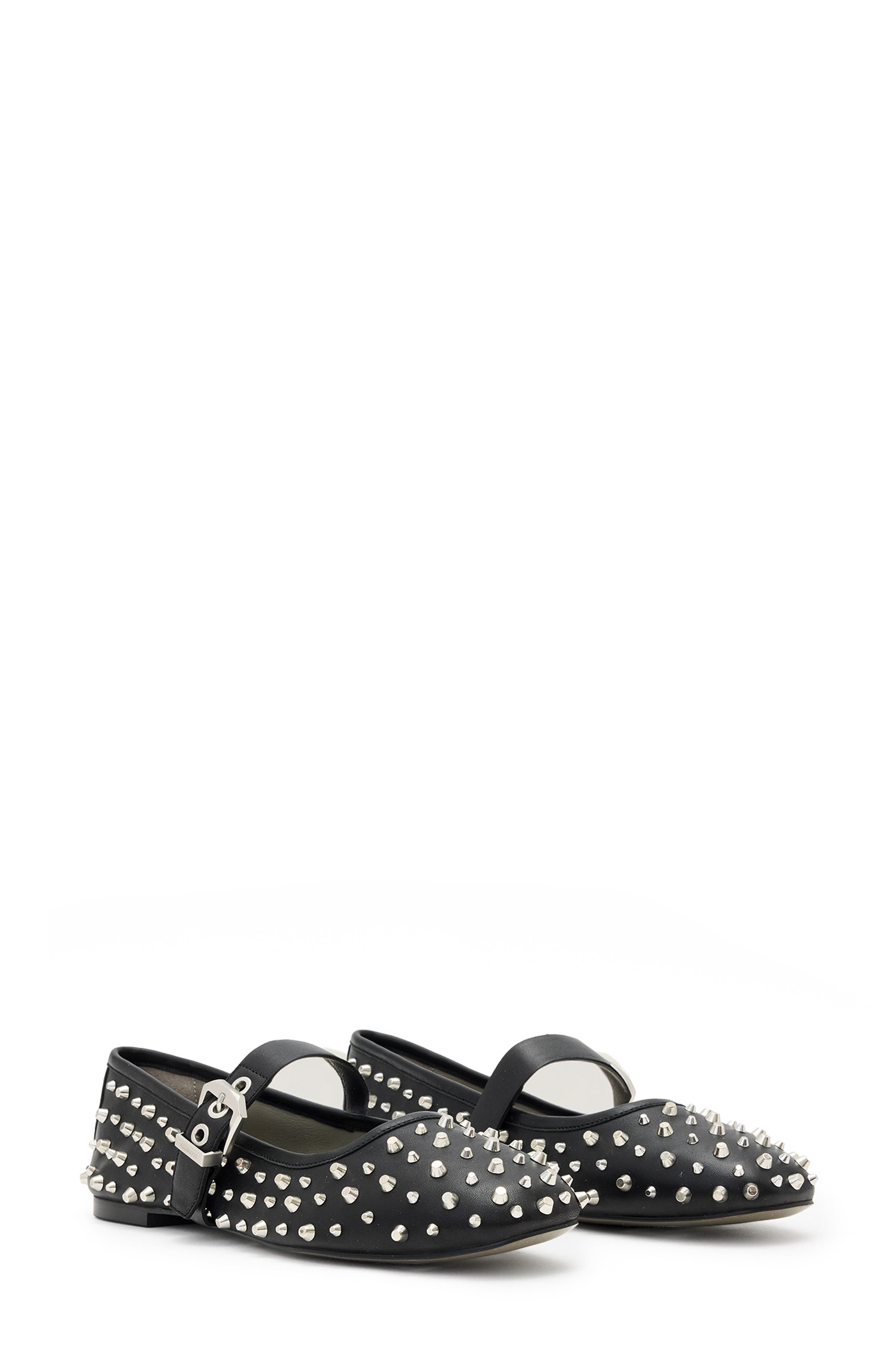 AllSaints Holly Stud Mary Jane Flat, Main, color, Black