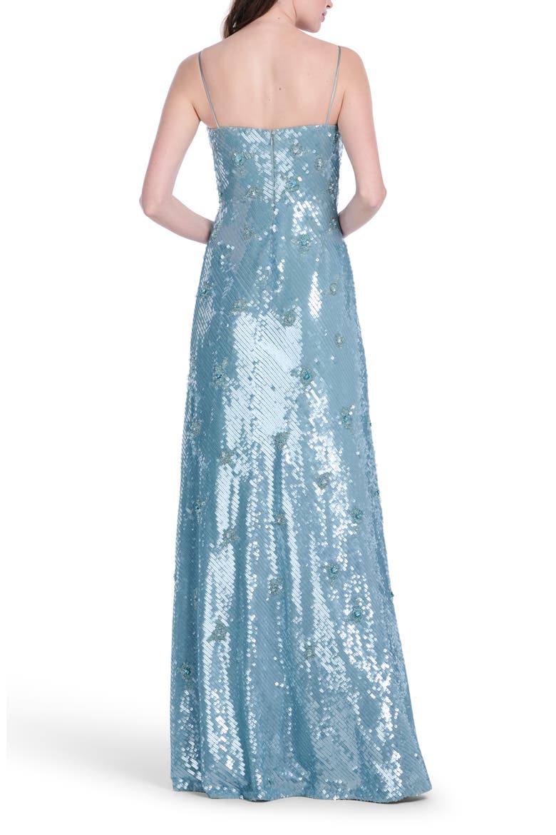 Beaded Floral Sequin Bias Cut Gown, Alternate, color, LIGHT BLUE