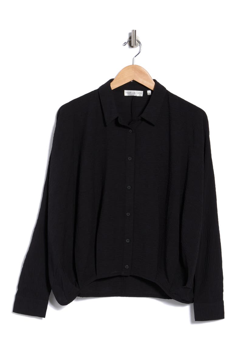 Long Sleeve High-Low Shirt, Alternate, color, BLACK