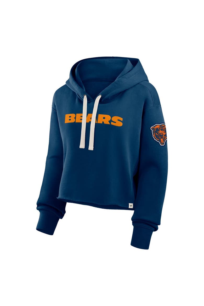 Women's Fanatics Navy Chicago Bears Oversized Hometown Heritage Cropped Hoodie, Alternate, color, Navy