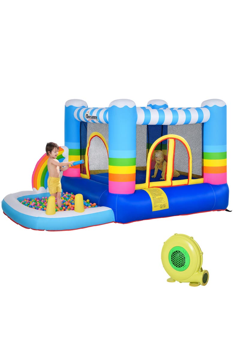 Outsunny 2-in-1 Inflatable Bounce House for Kids, Main, color, Multi Color