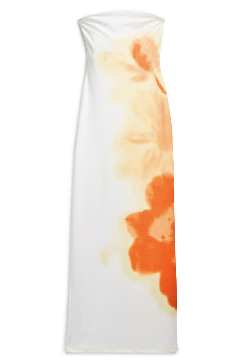 Abstract Placed Floral Strapless Maxi Dress, Alternate, color, LIGHT BEIGE