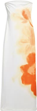 Desigual Abstract Placed Floral Strapless Maxi Dress