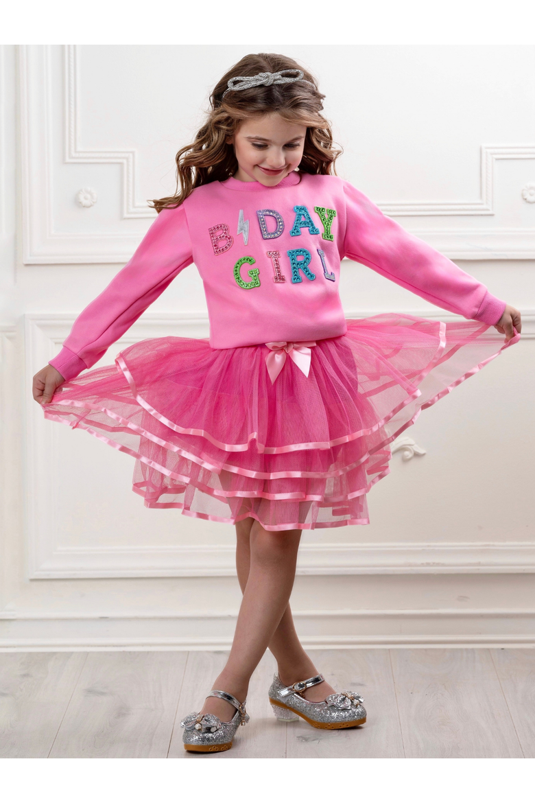 Color Pop Birthday Girl Gem Sweatshirt, Alternate, color, Pink