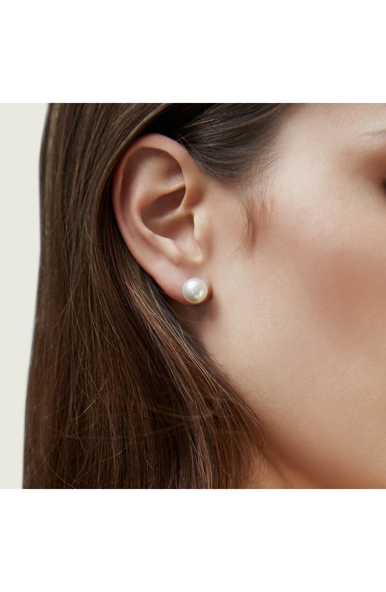 The Pearl Source Akoya Round Pearl Stud Earrings 8.5-9mm, Alternate, color, White Pearl - Yellow Gold