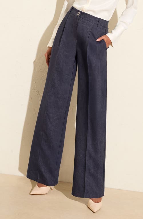 Friends Like These Pleated Wide Leg Pants In Blue