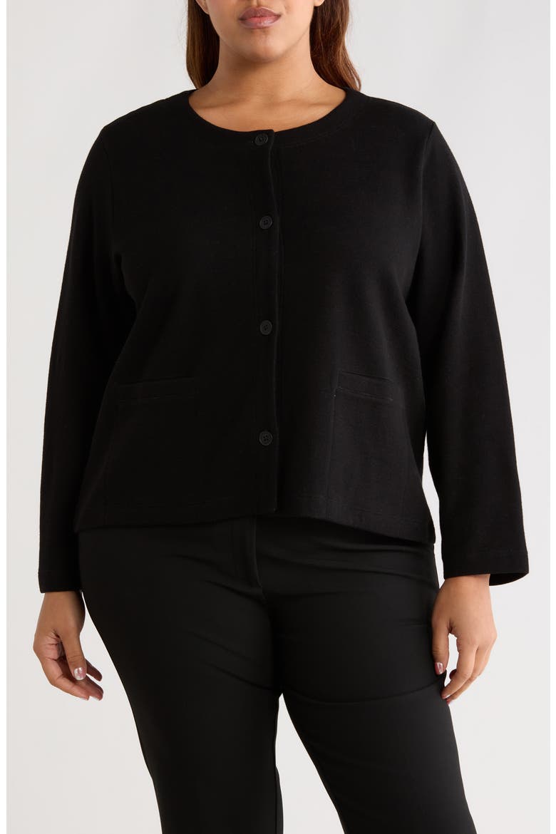Button Front Organic Cotton Jacket, Alternate, color, BLACK