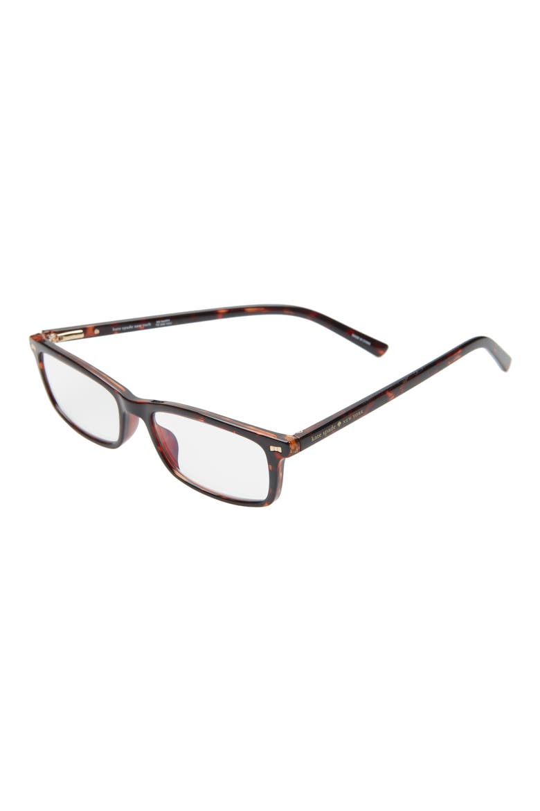 jodie 50mm rectangular reading glasses, Alternate, color, DARK HAVANA GOLD/ CLEAR BLUE