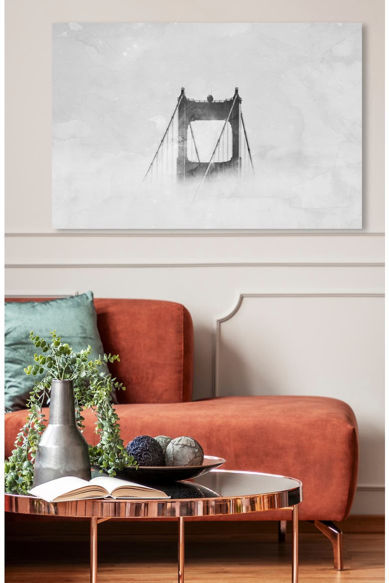 Up So High Golden Gate Bridge Canvas Wall Art, Alternate, color, WHITE