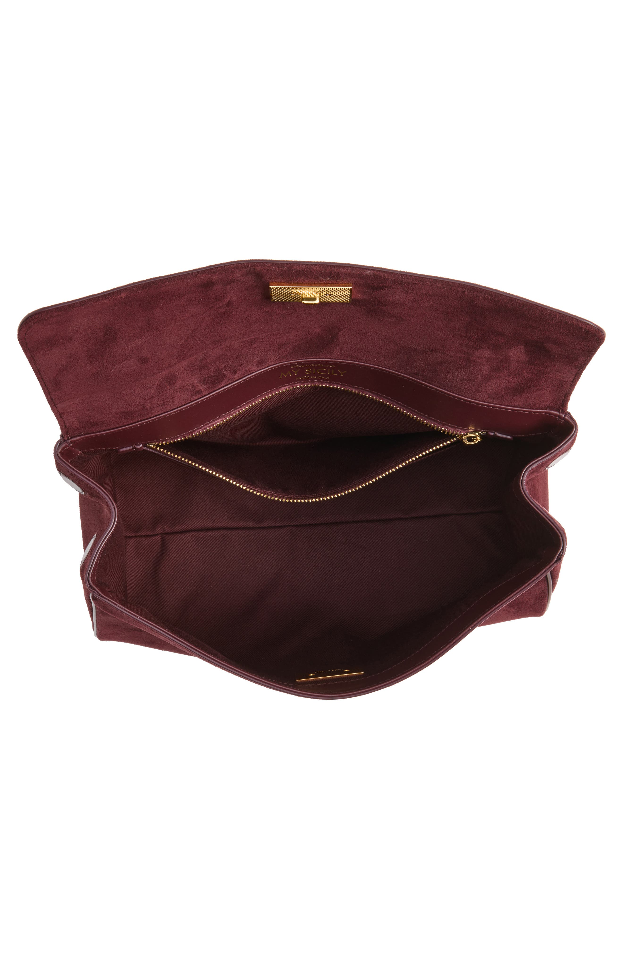 Medium My Sicily Split Calfskin Handbag, Alternate, color, 8B517 BORDEAUX/ BORDEAUX