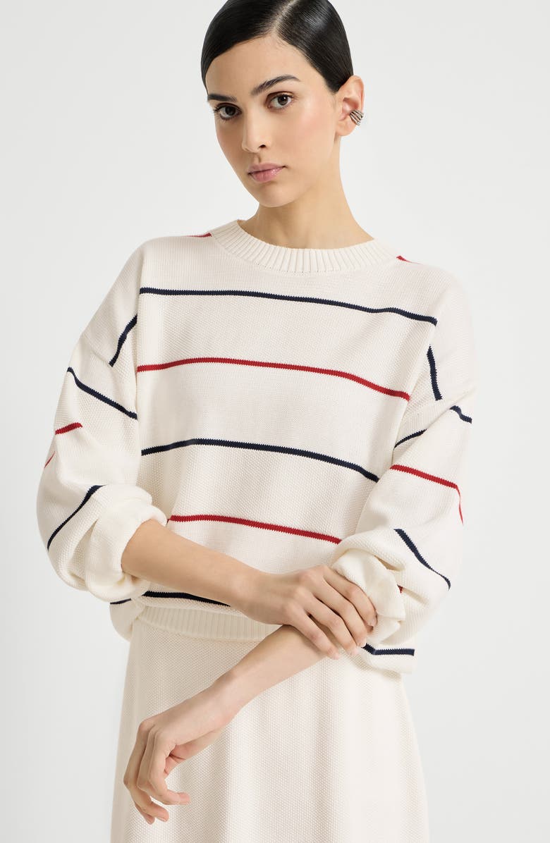 Brunello Cucinelli Textured stripe sweater, Alternate, color, Panama