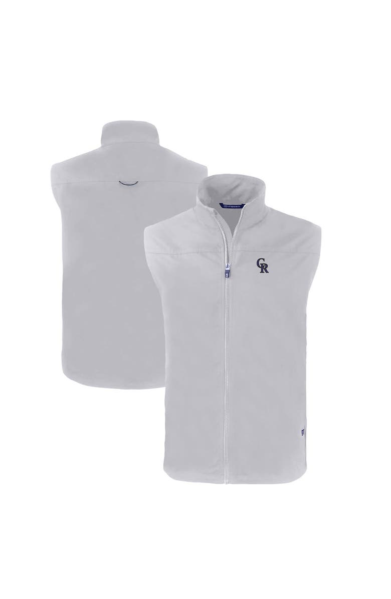 Cutter & Buck Men's Cutter & Buck Gray Colorado Rockies Big & Tall Charter Eco Full-Zip Vest, Main, color, 