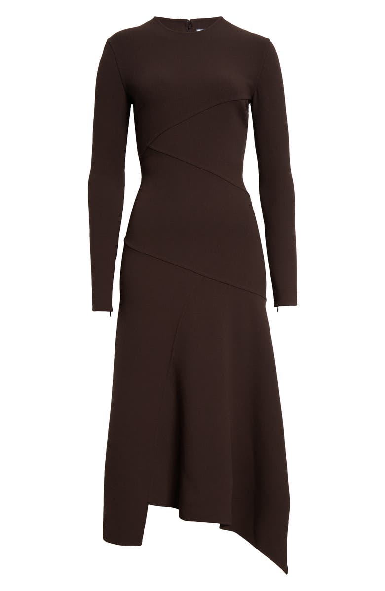 Michael Kors Collection Fitted Long Sleeve Asymmetric Wool Knit Midi Dress, Alternate, color,