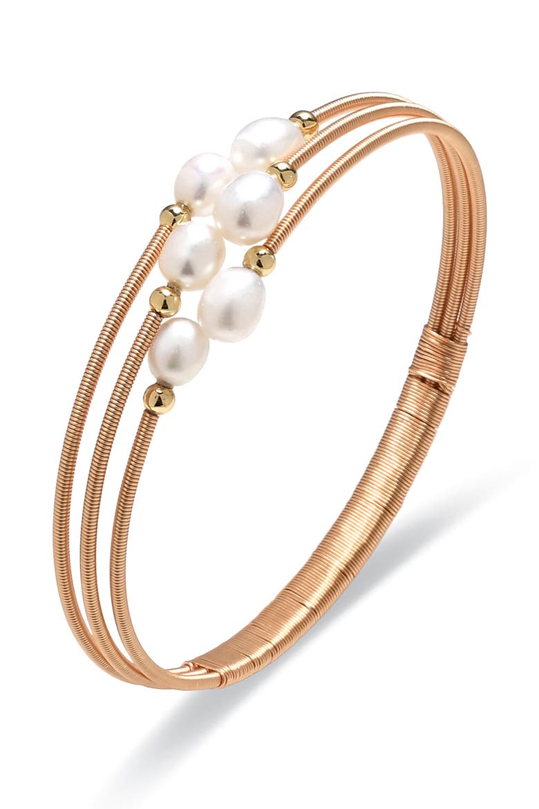Avalon Freshwater Pearl Coil Bracelet, Alternate, color, GOLD