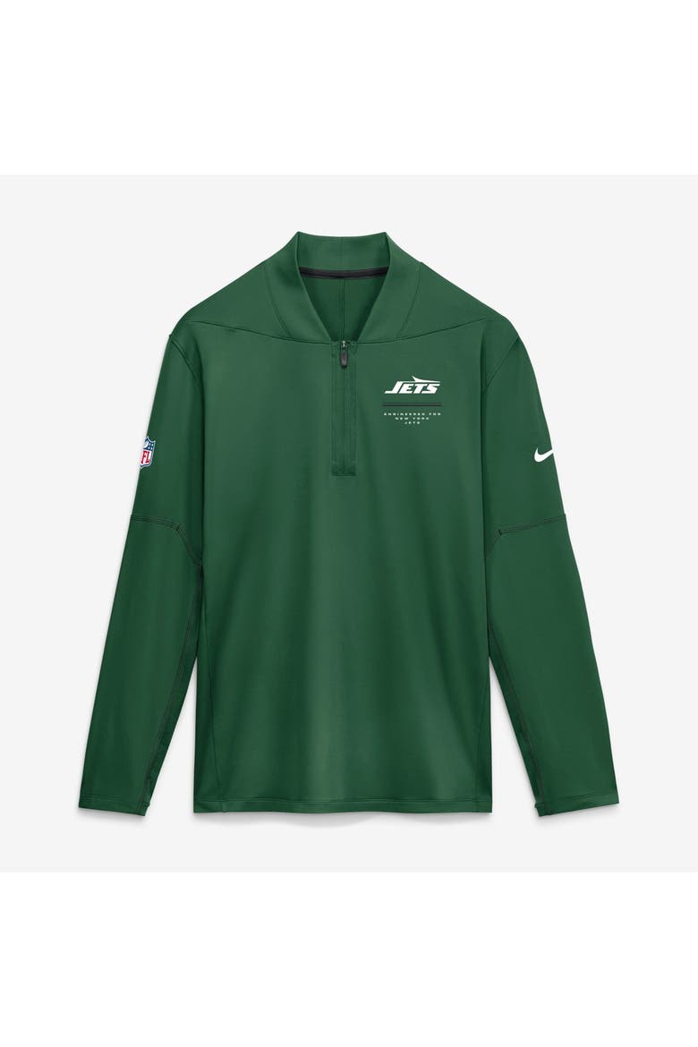 Men's Nike Green New York Jets Sideline Logo Glory Midweight Dri-FIT Half-Zip Pullover, Main, color, Green