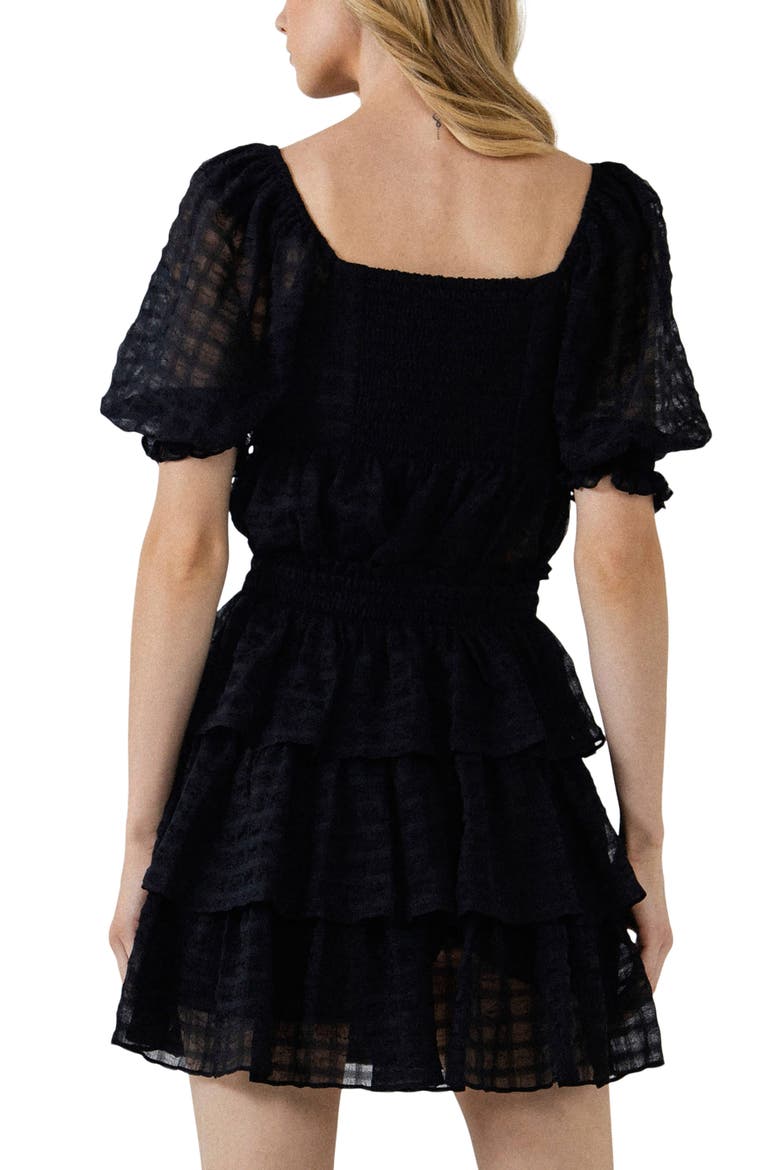 Gingham Chiffon Top, Alternate, color, BLACK