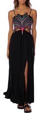 Maaji Palm Grove Owen EmbroideredCover-Up Maxi Dress