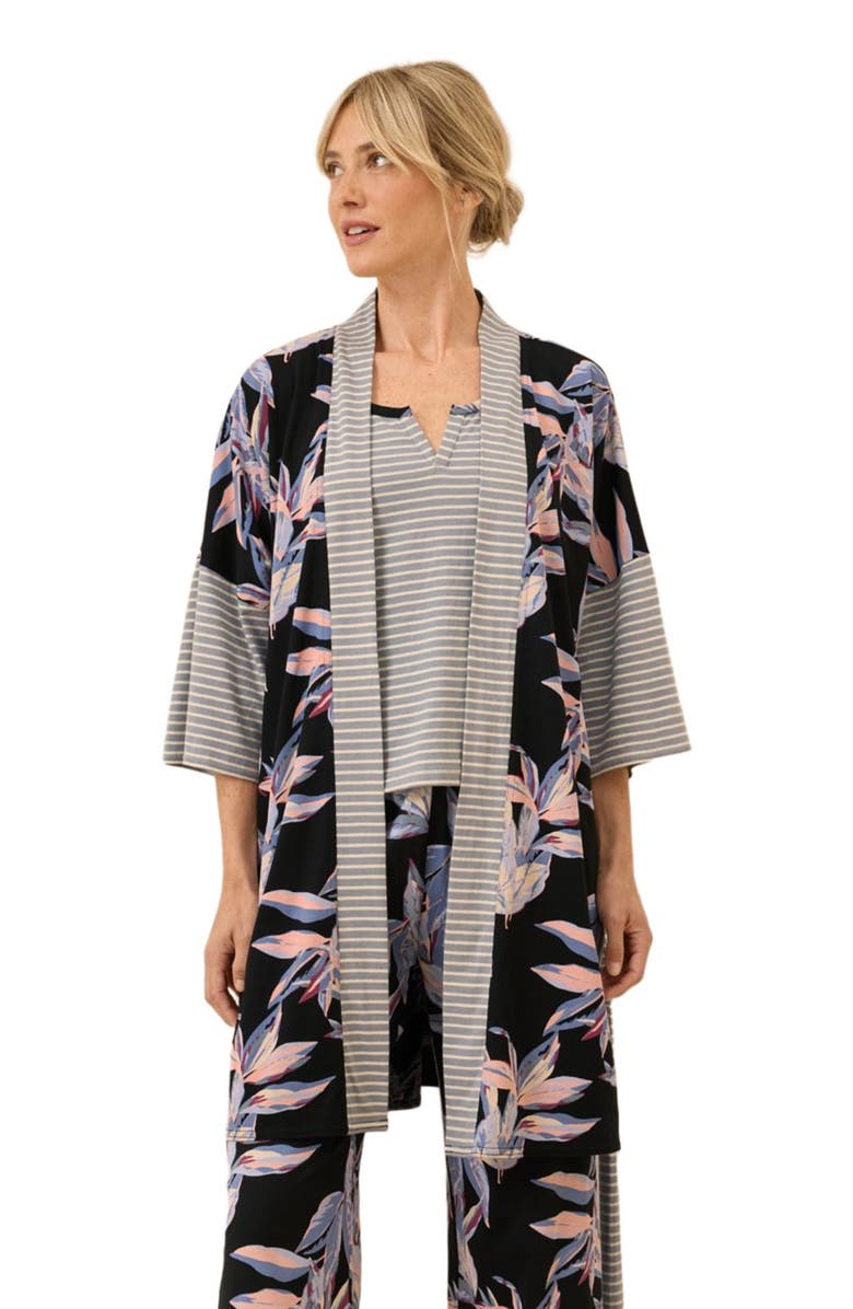 Pact Organic Staycation Short Robe, Alternate, color, Dark Leaves