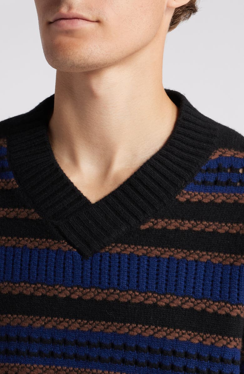 Wax London Scafell Stripe Wool V-Neck Sweater, Alternate, color,