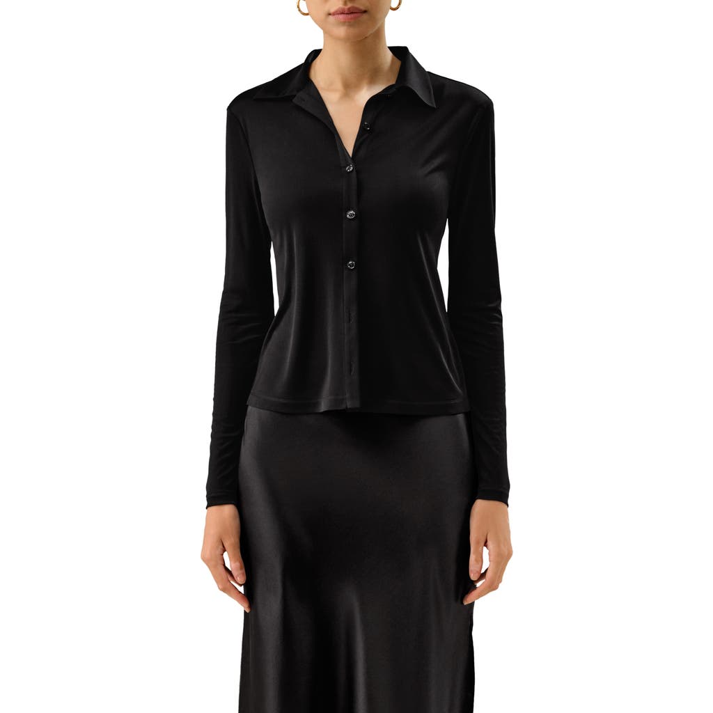 Lilysilk Basic Slim Silk Jersey Shirt In Black
