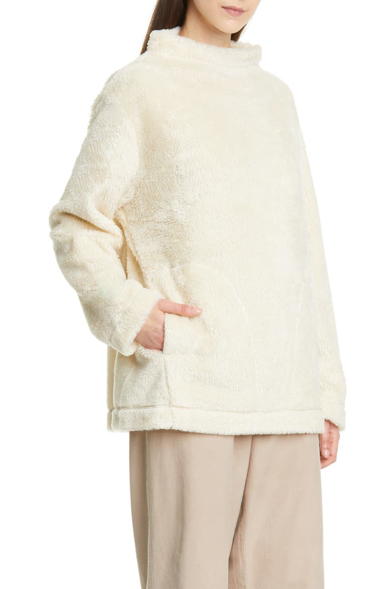 Funnel Neck Recycled Polyester Fleece Top (Nordstrom Exclusive), Alternate, color, SOFT WHITE