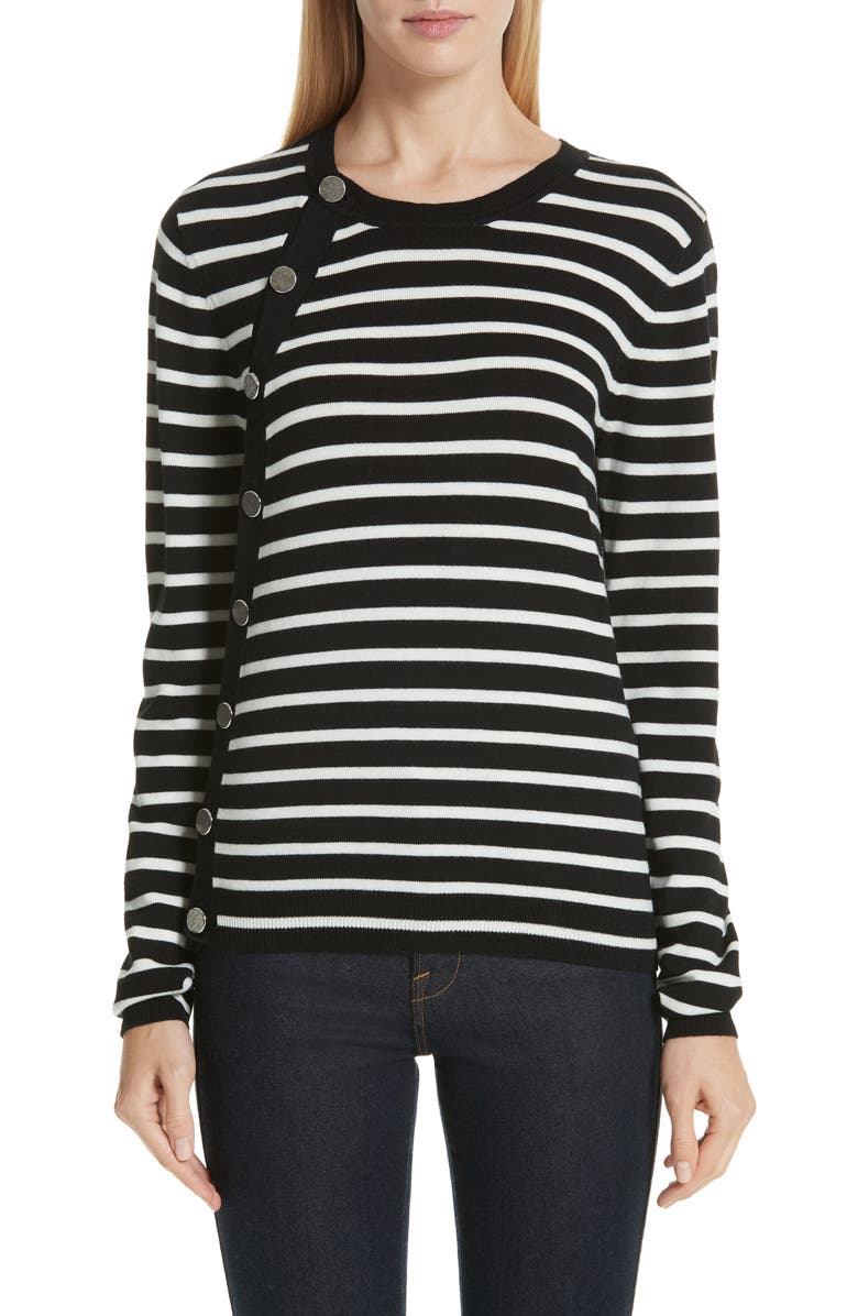 Altuzarra Stripe Button Side Wool Sweater, Main, color, 