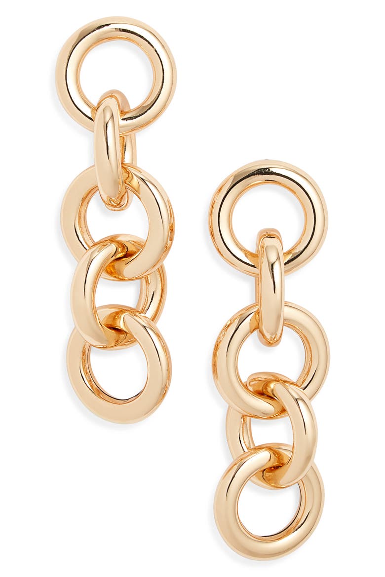 Round Link Drop Earrings, Main, color, GOLD