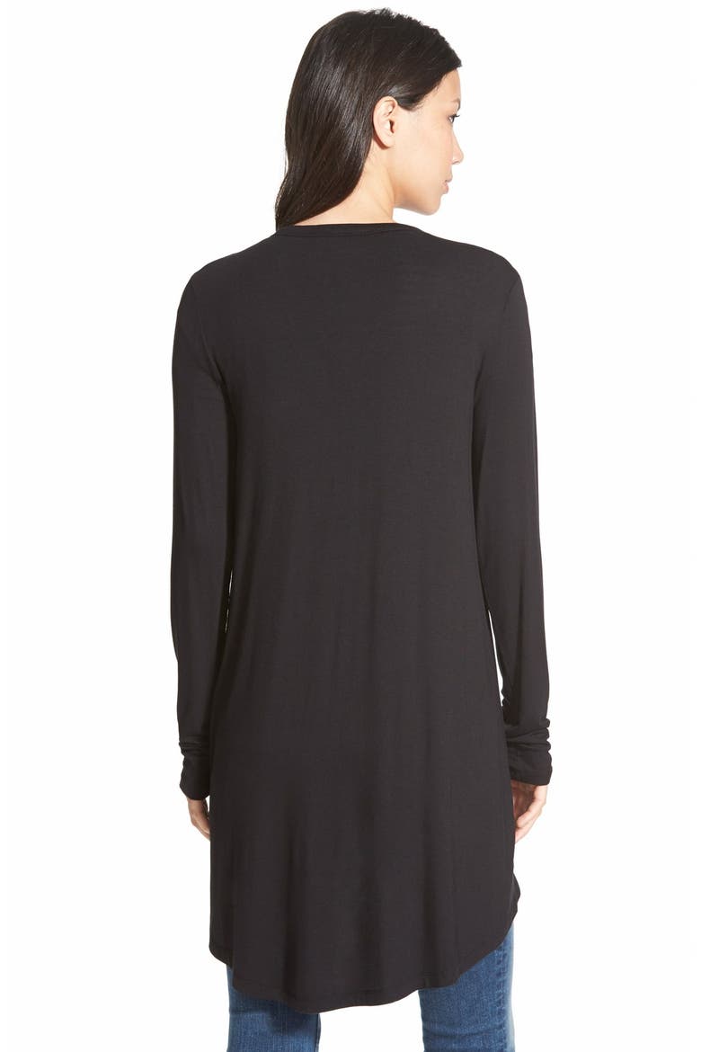 High/Low Boyfriend Cardigan, Alternate, color, BLACK