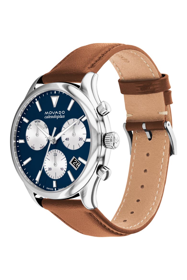 Heritage Calendoplan Chronograph Bracelet Watch, 40mm, Alternate, color, BLUE