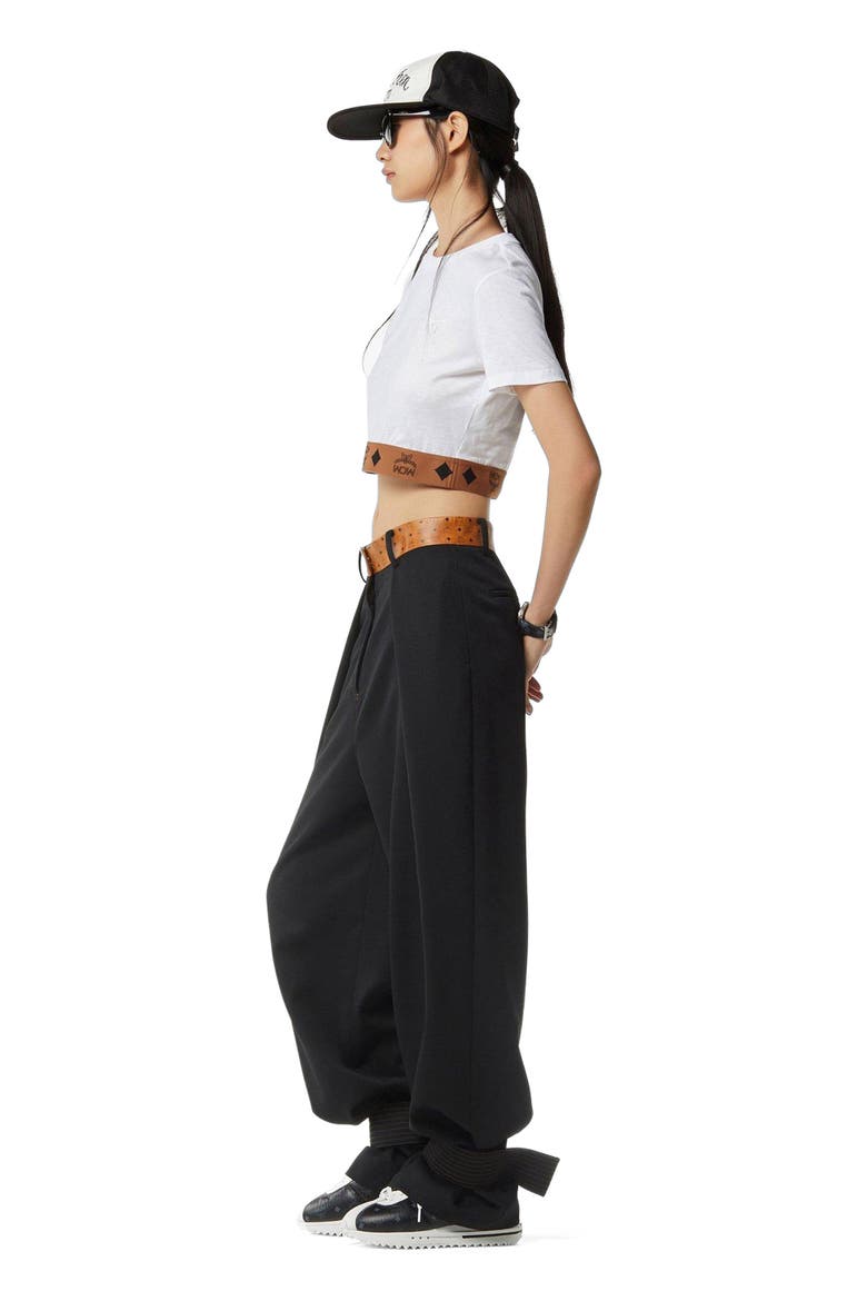 Monogram Cropped T-Shirt in Organic Cotton, Alternate, color, White