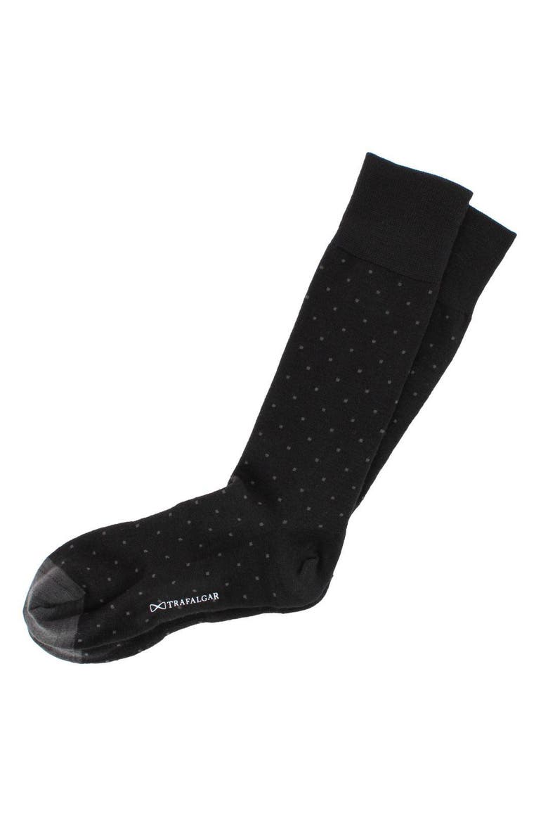 Croix Polka Dot Patterned Mid-Calf Merino Wool Socks, Alternate, color, Black with Charcoal Dots