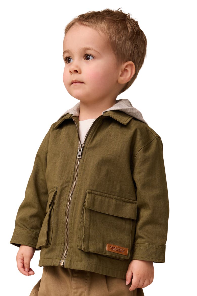 Kids' Graphic T-Shirt & Hooded Jacket Set, Alternate, color, GREEN